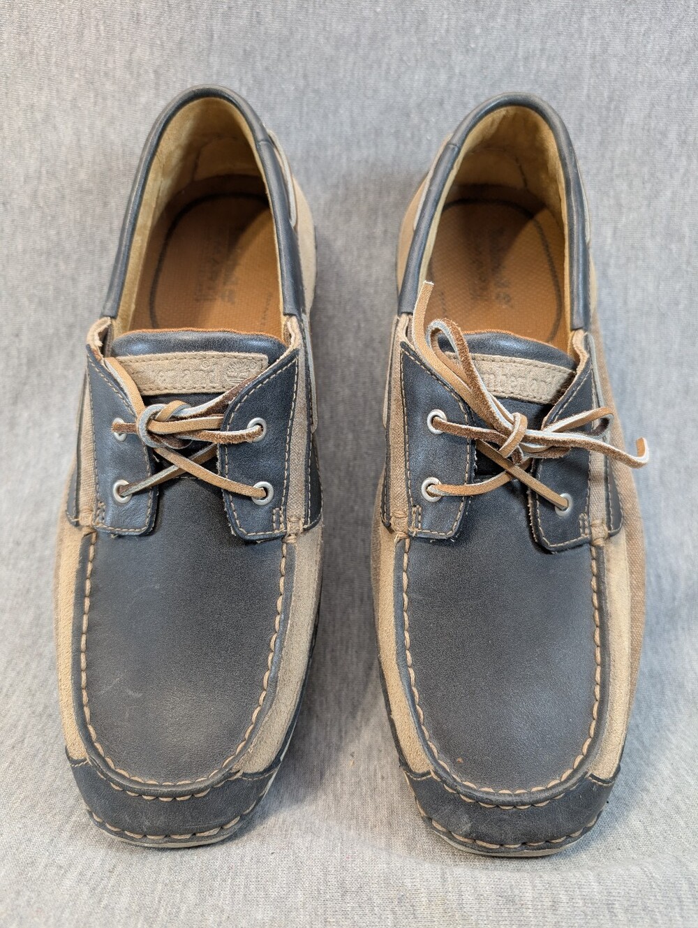 Timberland Annapolis 2 Eye Boat Shoes Men's 11.5 Blue Tan Leather